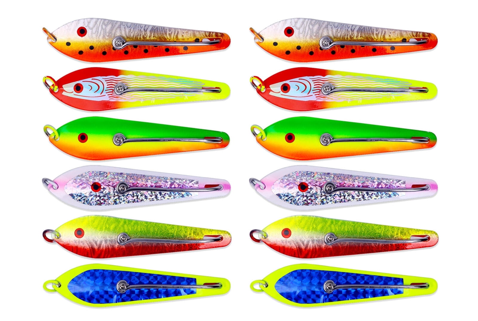 HENGJIA Fishing Lures Fishing Spoons Fishing Bait Trout Lures Bass Lures Saltwater Fishing Spoons Lures 1 5/8oz,12PCS