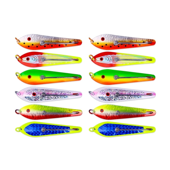 HENGJIA Fishing Lures Fishing Spoons Fishing Bait Trout Lures Bass Lures Saltwater Fishing Spoons Lures 1 5/8oz,12PCS
