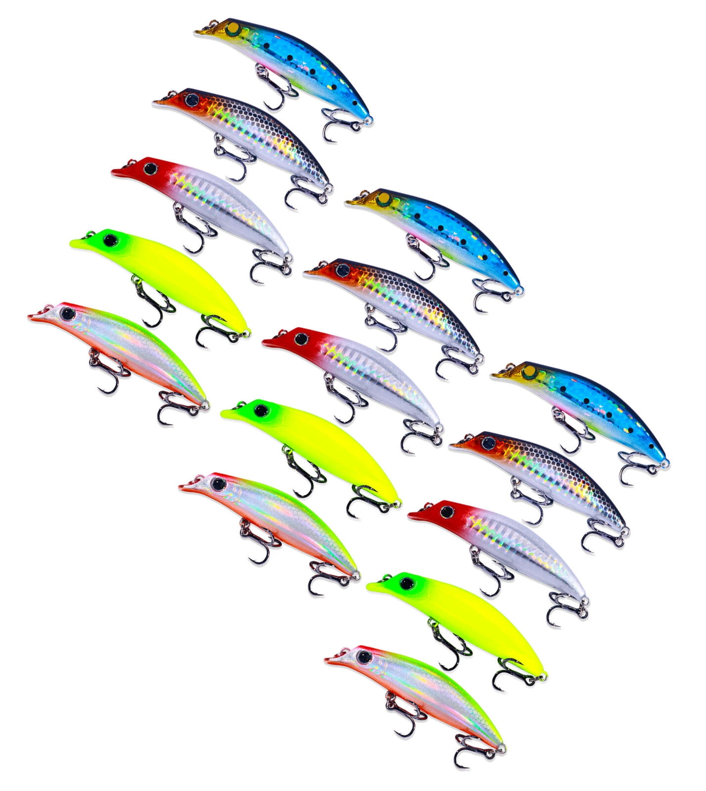 HENGJIA Fishing Lures, Jerkbait for Bass Fishing Minnow Lure Set Fishing Plugs Hard Baits Lipless Crankbaits Swimbaits Topwater Lures for Trout Bass Perch Fishing,15pcs