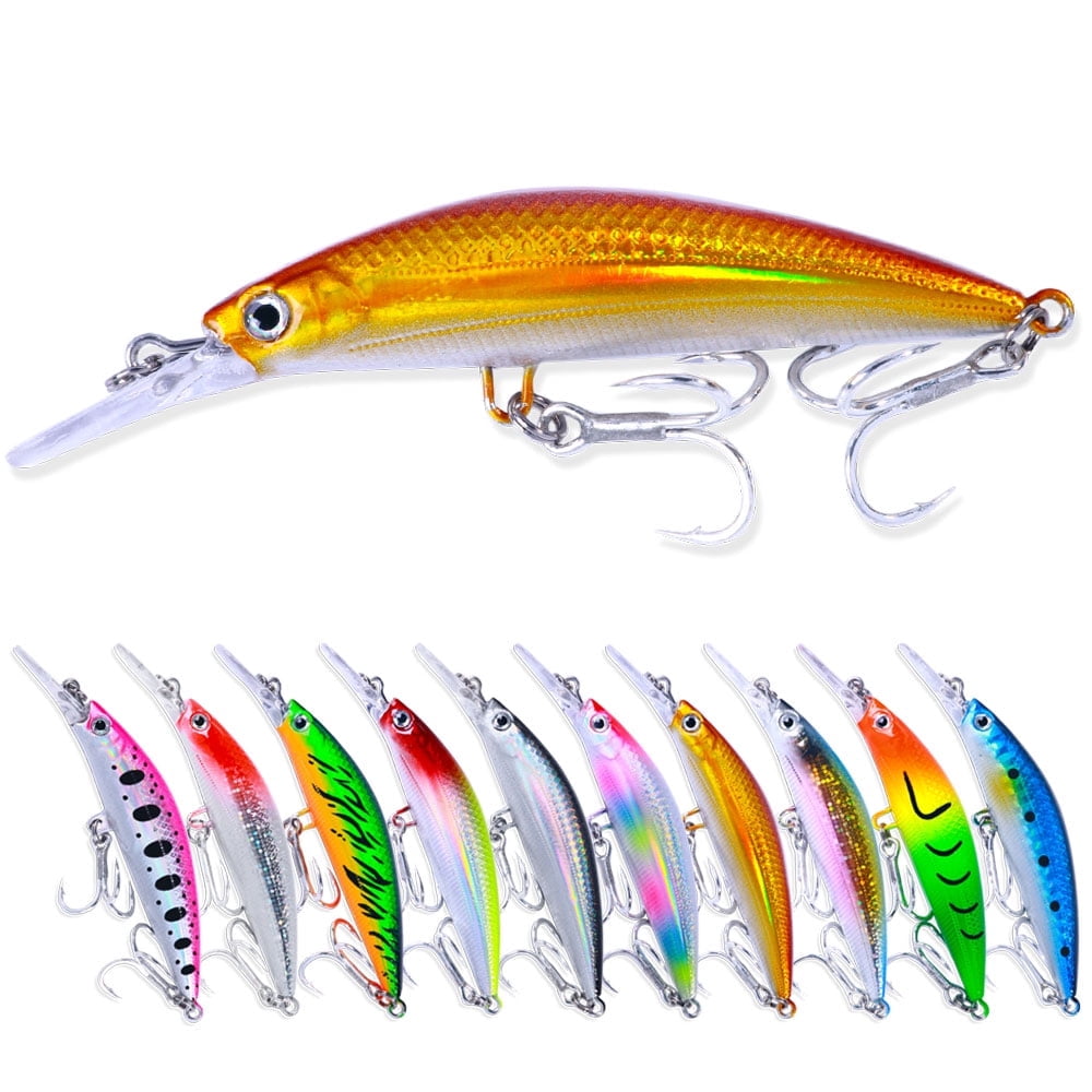 HENGJIA Fishing Lures, Jerkbait for Bass Fishing Minnow Lure Set, Fishing Plugs Hard Baits Long-Distance Casting Swimbaits for Trout Bass Perch Fishing,10pcs