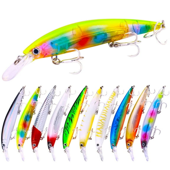 HENGJIA Fishing Lures, Jerkbait for Bass Fishing Minnow Lure Set Fishing Plugs Hard Baits Swimbaits Topwater Lures for Trout Bass Perch Fishing,10pcs Deep Diving Fishing Lure