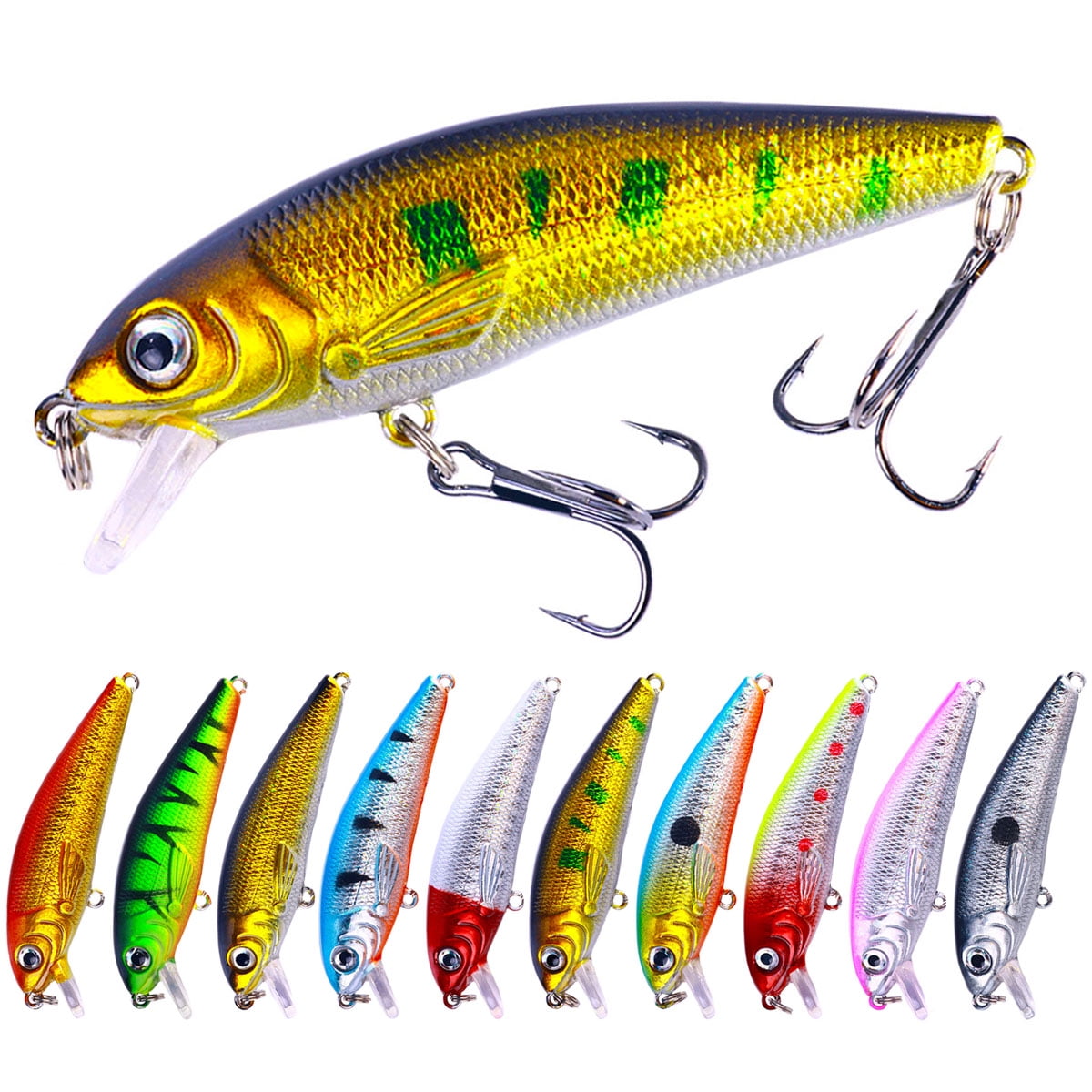 HENGJIA Fishing Lures, Jerkbait for Bass Fishing Minnow Lure Set Fishing Hard Baits Swimbaits Boat Topwater Lures for Trout Bass Perch Fishing,10pcs