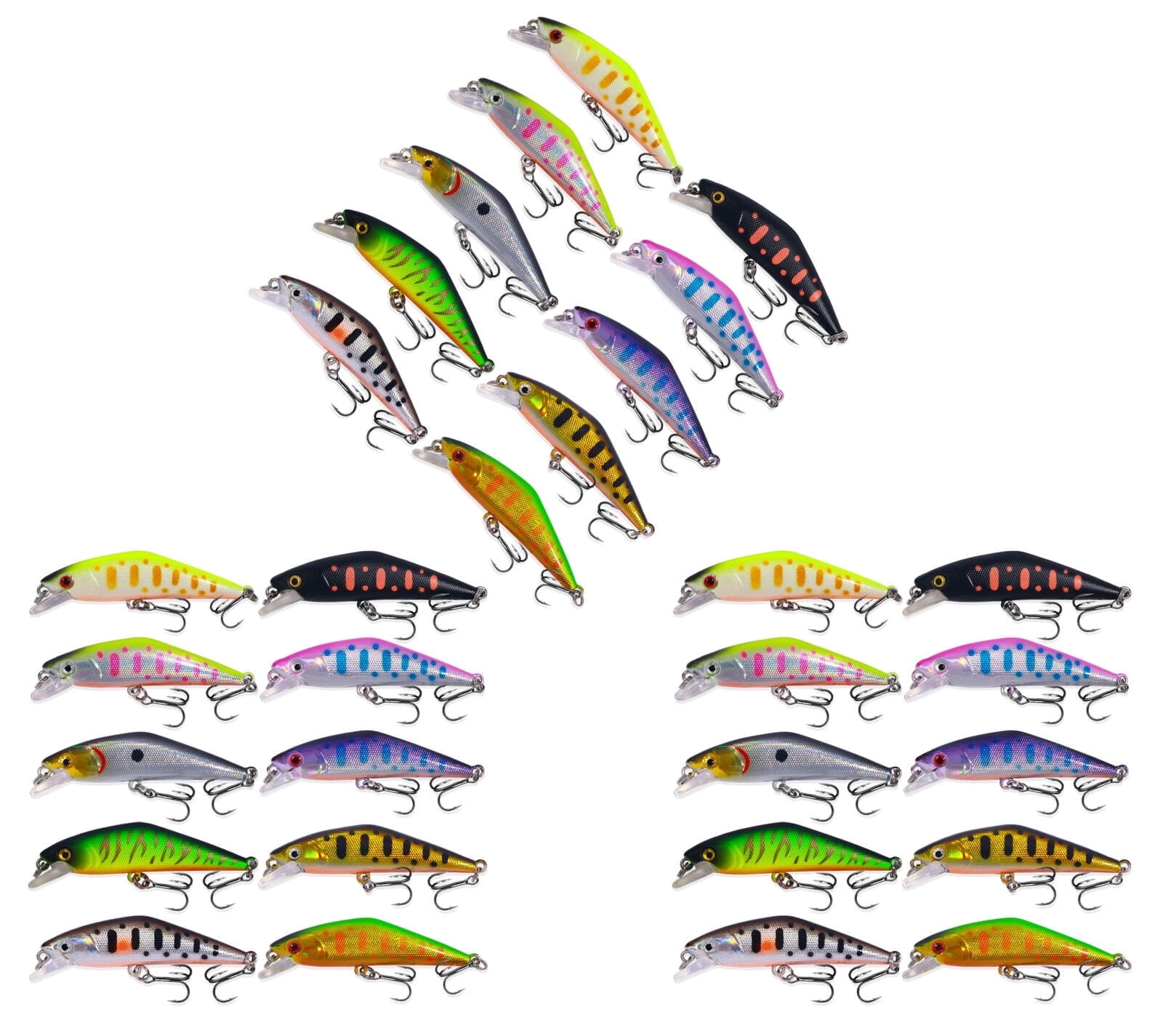 HENGJIA Fishing Lures, Jerkbait for Bass Fishing Minnow Lure Set Fishing Plugs Hard Baits Swimbaits Topwater Lures for Trout Bass Perch Fishing,30pcs