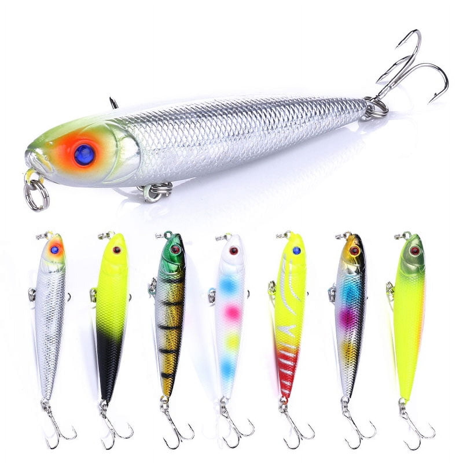 HENGJIA Fishing Lures Kit, Pencil Plopper Fishing Lures for Bass Trout Perch, Floating Fishing Lure with Topwater Minnow Pencil Popper Fishing Lures for Freshwater or Saltwater