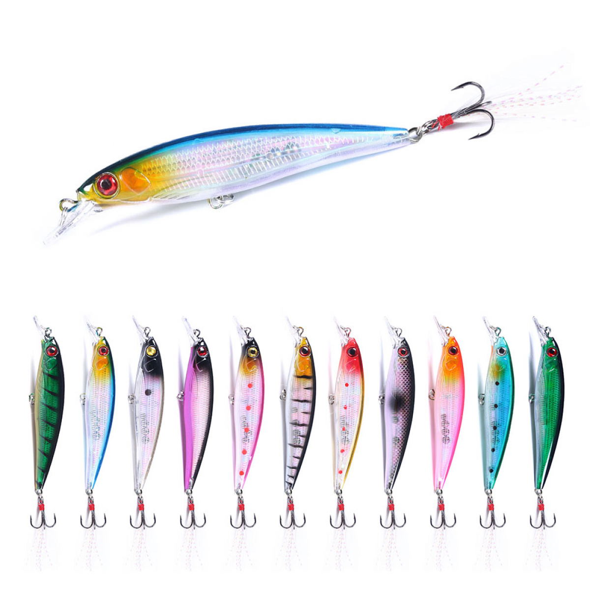 HENGJIA Fishing Lures Large Hard Bait Minnow VIB Lure with Treble Hook Life-Like Swimbait Fishing Bait Popper Crankbait Sinking Lure for Trout Bass Walleye Redfish