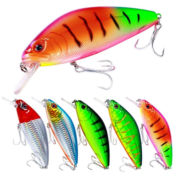 HENGJIA Fishing Lures Large Hard Bait Minnow VIB Lure with Treble Hook Life-Like Swimbait Fishing Bait Popper Crankbait Sinking Lure for Trout Bass Walleye Redfish, 5PCS