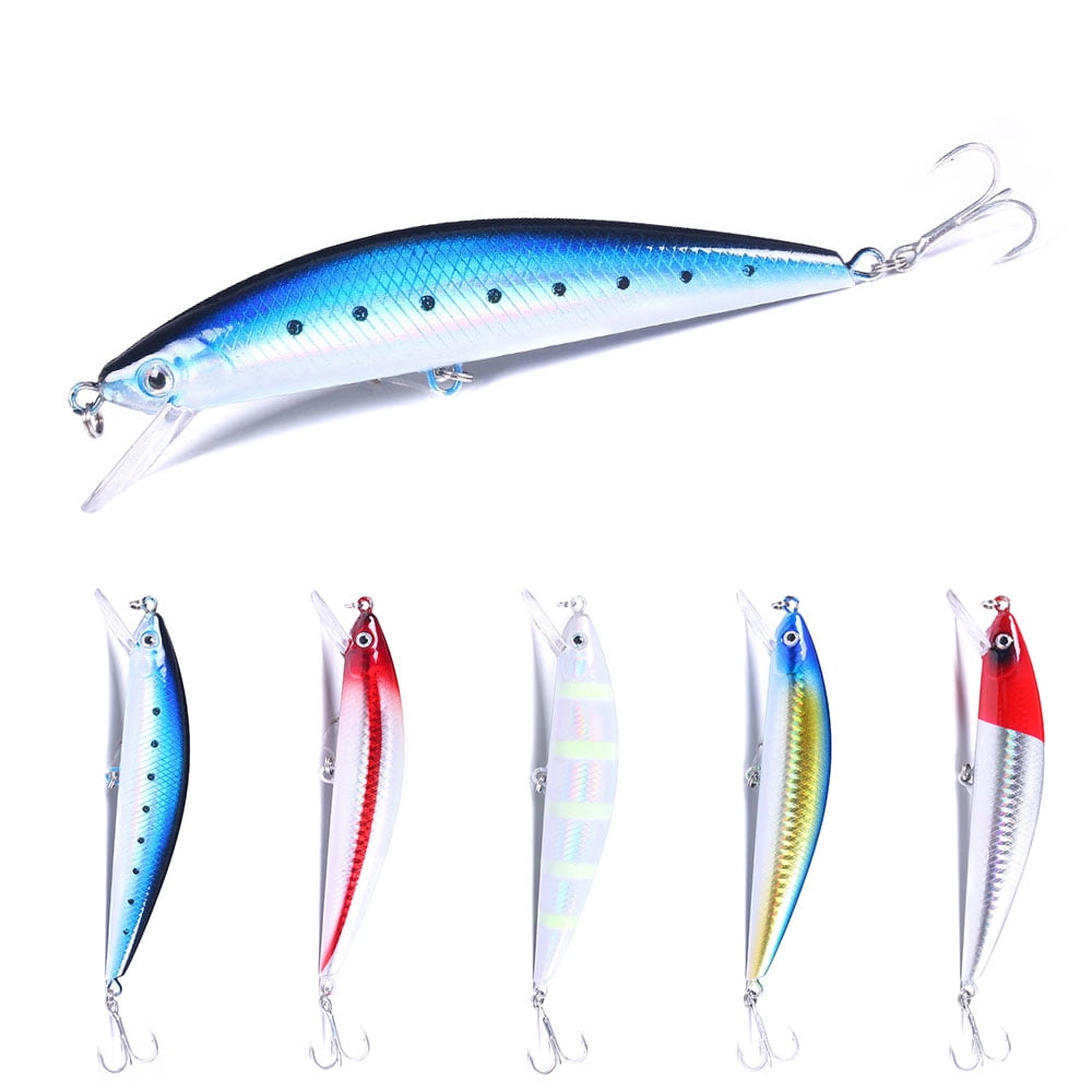 HENGJIA Fishing Lures Large Hard Bait Minnow VIB Lure with Treble Hook Life-Like Swimbait Fishing Bait Popper Crankbait Sinking Lure for Trout Bass Walleye Redfish, 5PCS