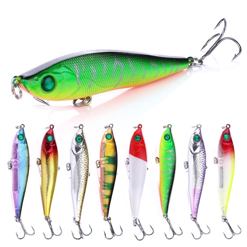 HENGJIA Fishing Lures, Pencil Plopper Fishing Lures for Bass Catfish Pike Perch, Sinking Minnow Pencil Popper Fishing lure for Freshwater or Saltwater