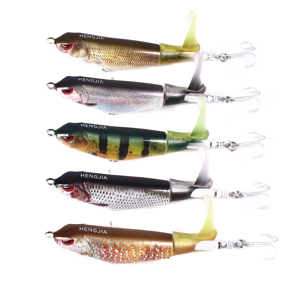 HENGJIA Fishing Lures Plopper Bass Lures with Floating Rotating Tail Barb Treble Hooks in Saltwater and Freshwater Lures for Bass Trout,4.33 inch/0.44 oz