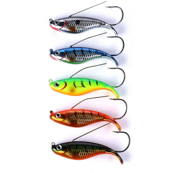 HENGJIA Fishing Lures, Swimbaits for Bass Fishing, Great Weedless Bass Lures, 5 Pack VIB Lifelike Hard Baits Sinking Fishing Jigs for Freshwater and Saltwater Bass, Redfish, Trout, Walleye