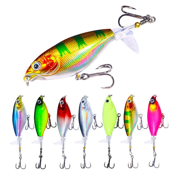 HENGJIA Fishing Top Water Lures, Whopper lure Pencil Plopper Fishing Lures for Bass Catfish Pike Perch, Topwater Fishing Lures with Floating Minnow Bass Bait with Propeller Tail, for Freshwater or Sal