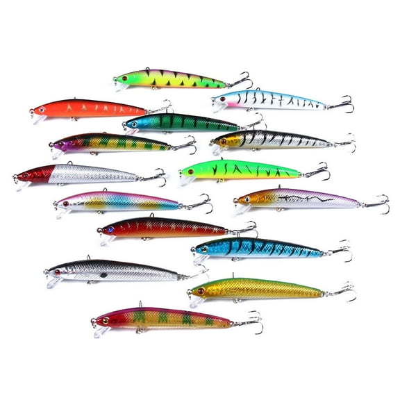HENGJIA Minnow Bass Fishing Lures, Jerkbait Lure Set Hard Baits Crankbait for Catfish Trout Walleye Fishing Bait 12Pcs/kit, 3.74in/0.3oz