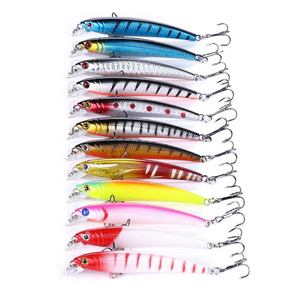 HENGJIA Minnow Bass Fishing Lures, Jerkbait Lure Set Hard Baits Crankbait for Catfish Trout Walleye Fishing Bait 12Pcs/kit