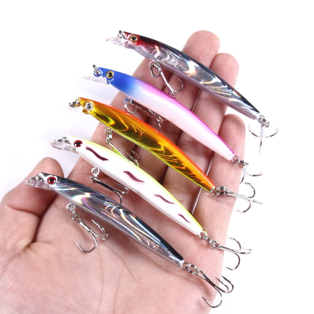 HENGJIA Minnow Bass Fishing Lures, Jerkbait Lure Set Hard Baits Crankbait for Catfish Trout Walleye Fishing Bait 5Pcs/kit