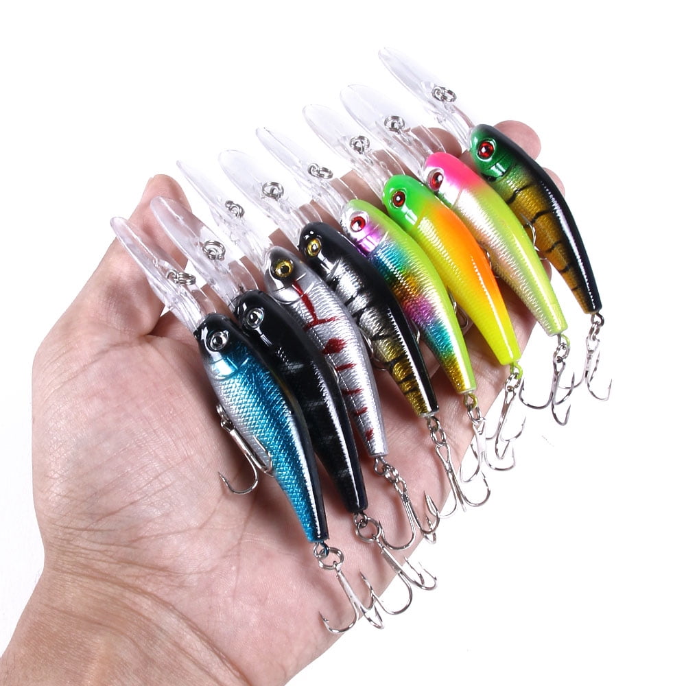 HENGJIA Minnow Bass Fishing Lures, Jerkbait Lure Set Hard Baits Crankbait for Catfish Trout Walleye Fishing Bait 8Pcs/kit