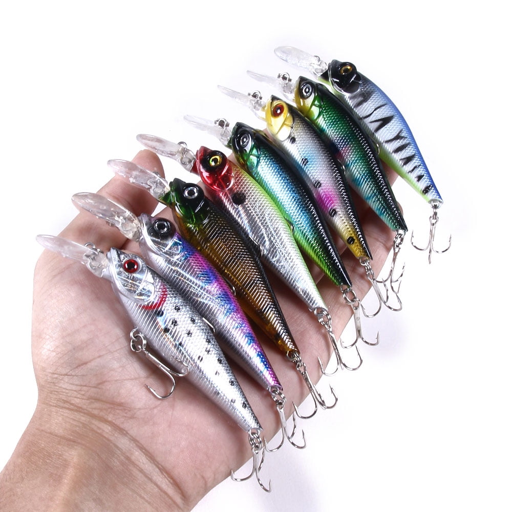 HENGJIA Minnow Bass Fishing Lures - Jerkbait Lure Set Hard Baits Crankbait for Catfish Trout Walleye Fishing Plug 8Pcs/kit