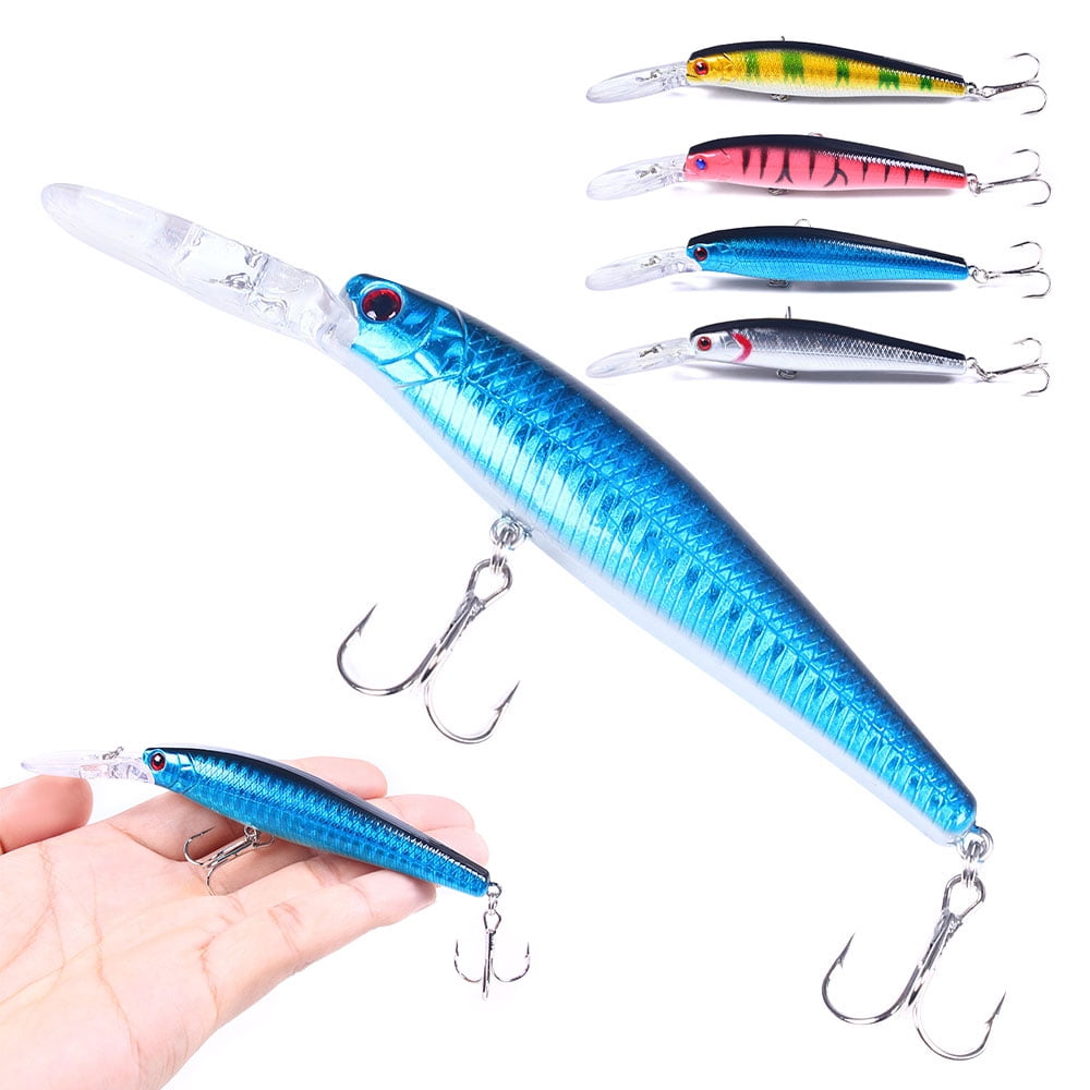 HENGJIA Minnow Bass Fishing Lures, Jerkbait Lure Set Hard Baits Crankbait for Catfish Walleye Trout Fishing Bait 4Pcs/kit,4.92'' 0.49oz