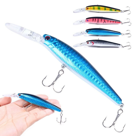HENGJIA Minnow Bass Fishing Lures, Jerkbait Lure Set Hard Baits Crankbait for Catfish Walleye Trout Fishing Bait 4Pcs/kit,4.92'' 0.49oz