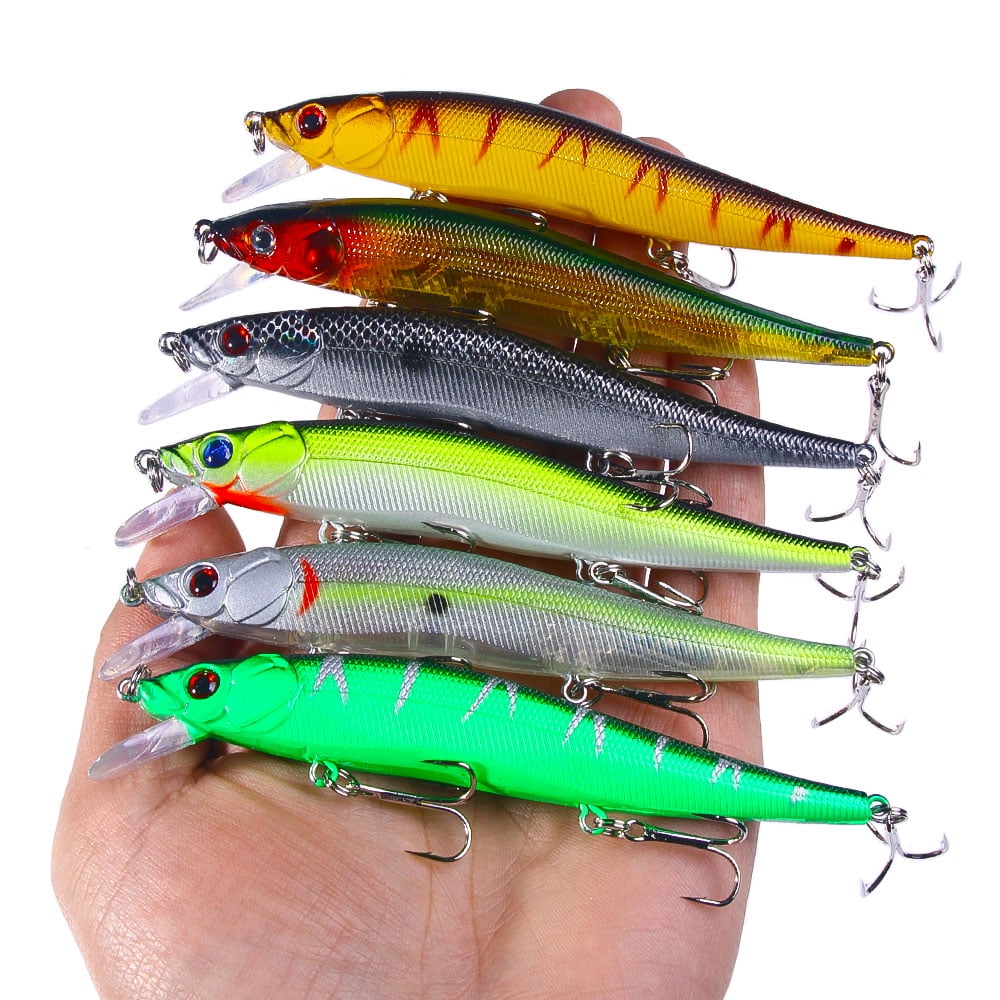 HENGJIA Minnow Bass Fishing Lures, Jerkbait Lure Set Hard Baits Crankbait for Catfish Walleye Trout Fishing Bait 6Pcs/kit