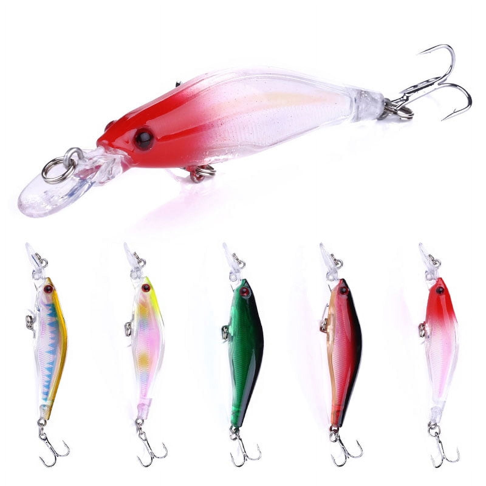HENGJIA Minnow Bass Fishing Lures, Jerkbait Lure Set Hard Baits Deep Diving Crankbait for Catfish Walleye Trout Fishing Bait 5Pcs/kit
