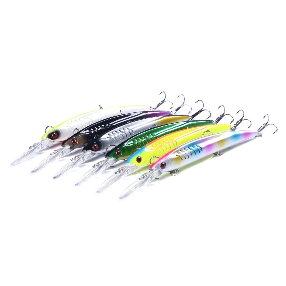 HENGJIA Minnow Bass Fishing Lures, Jerkbait Lure Set Hard Baits Deep Diving Crankbait for Catfish Walleye Trout Fishing Bait 6Pcs/kit