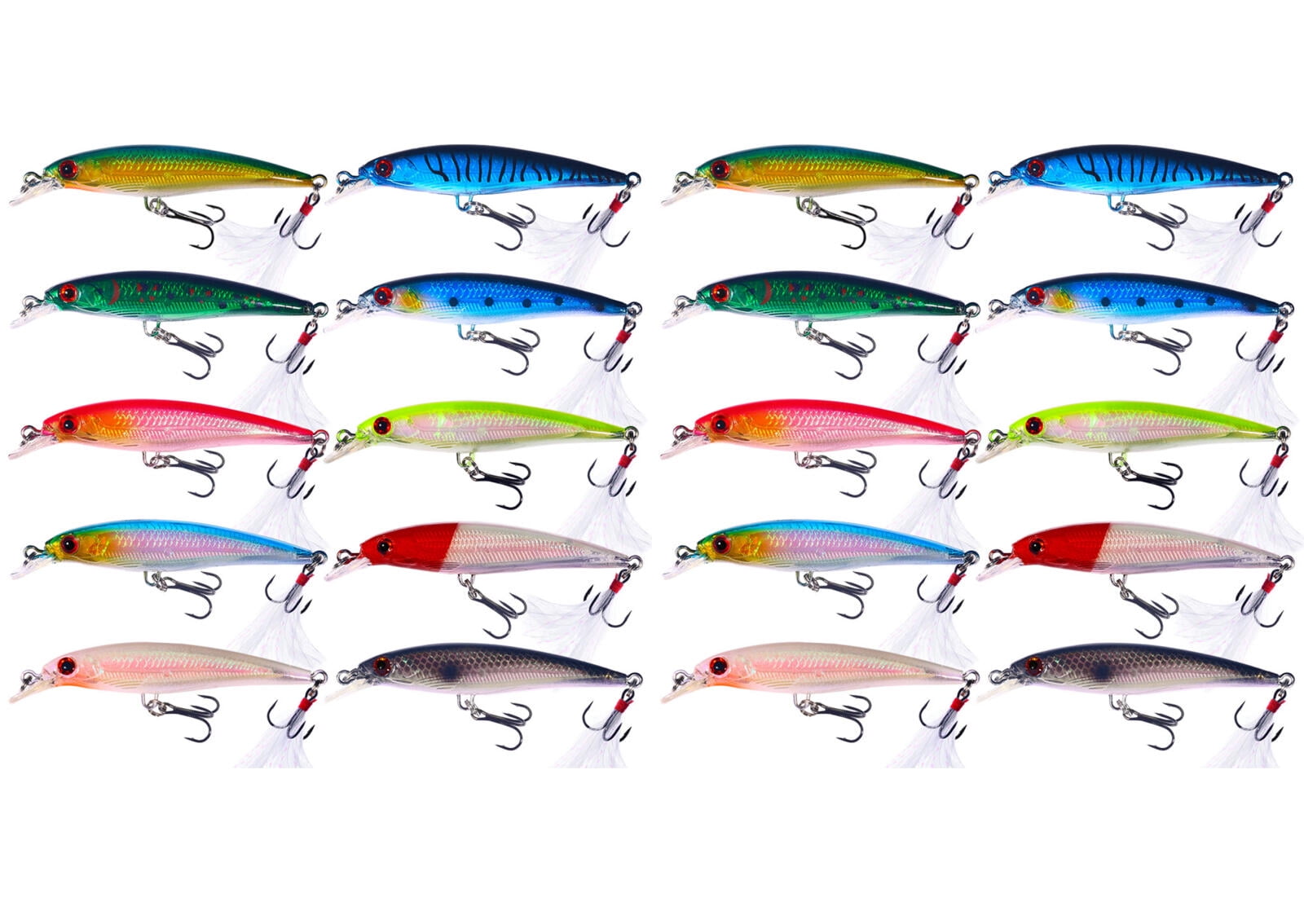 HENGJIA Minnow Bass Fishing Lures,Jerkbait Sinking Lure Set Hard Baits Crankbait for Trout Catfish Musky Fishing Plug 20Pcs/kit