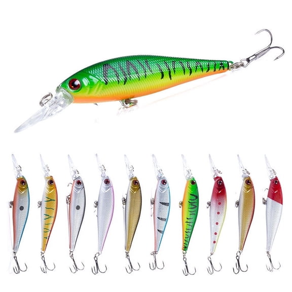 HENGJIA Minnow Bass Fishing Lures, Large Jerkbait Lure Set Hard Baits Deep Diving Crankbait for Catfish Walleye Trout Fishing Bait 10Pcs/kit