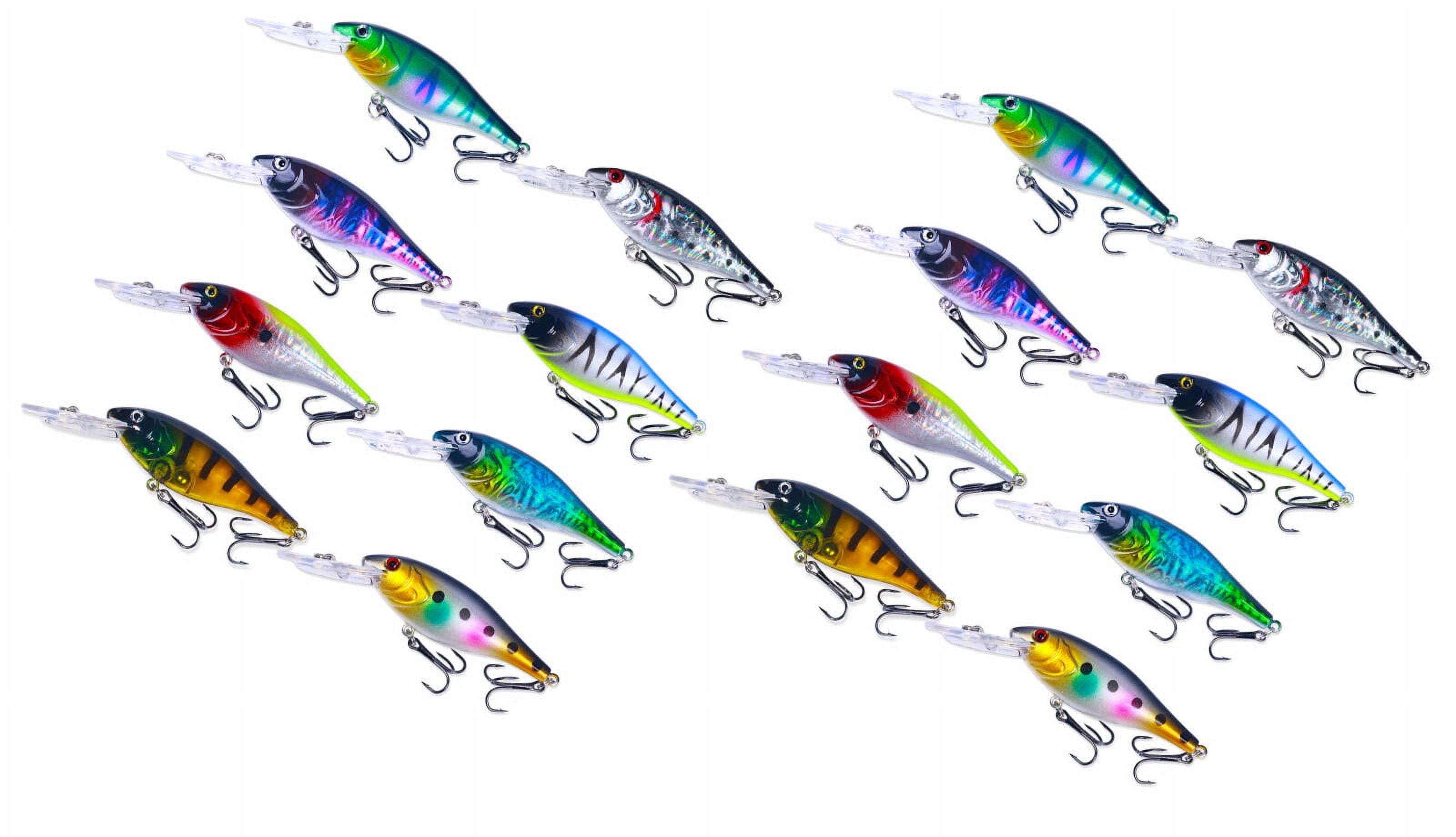 HENGJIA Minnow Fishing Lures,16Pcs Large Crankbaits Set Fishing Hard Baits Swimbaits Boat Topwater Lures for Trout Bass Perch Fishing