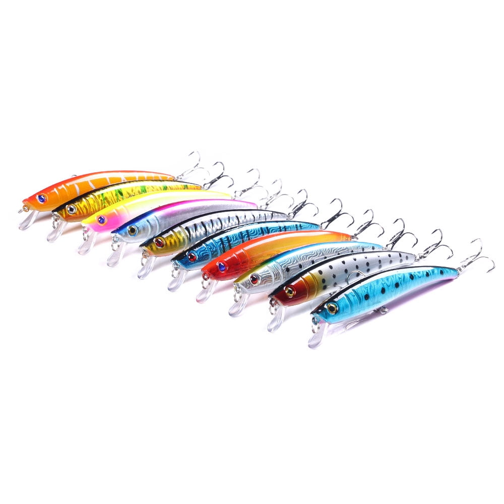 HENGJIA Minnow Fishing Lures Kit with Hooks for Saltwater Freshwater, Lure kit for Trout Bass Salmon Fishing,10PCS