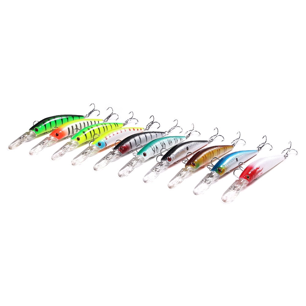 HENGJIA Minnow Fishing Lures Kit with Treble Hooks for Saltwater Freshwater, Lure kit for Trout Bass Salmon Fishing,10PCS