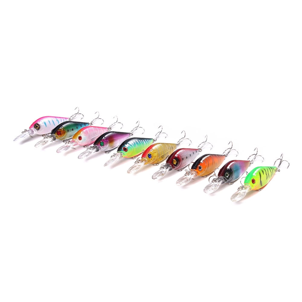 HENGJIA Minnow Fishing Lures Kit with Treble Hooks for Saltwater Freshwater, Lure kit for Trout Bass Salmon Fishing,10PCS