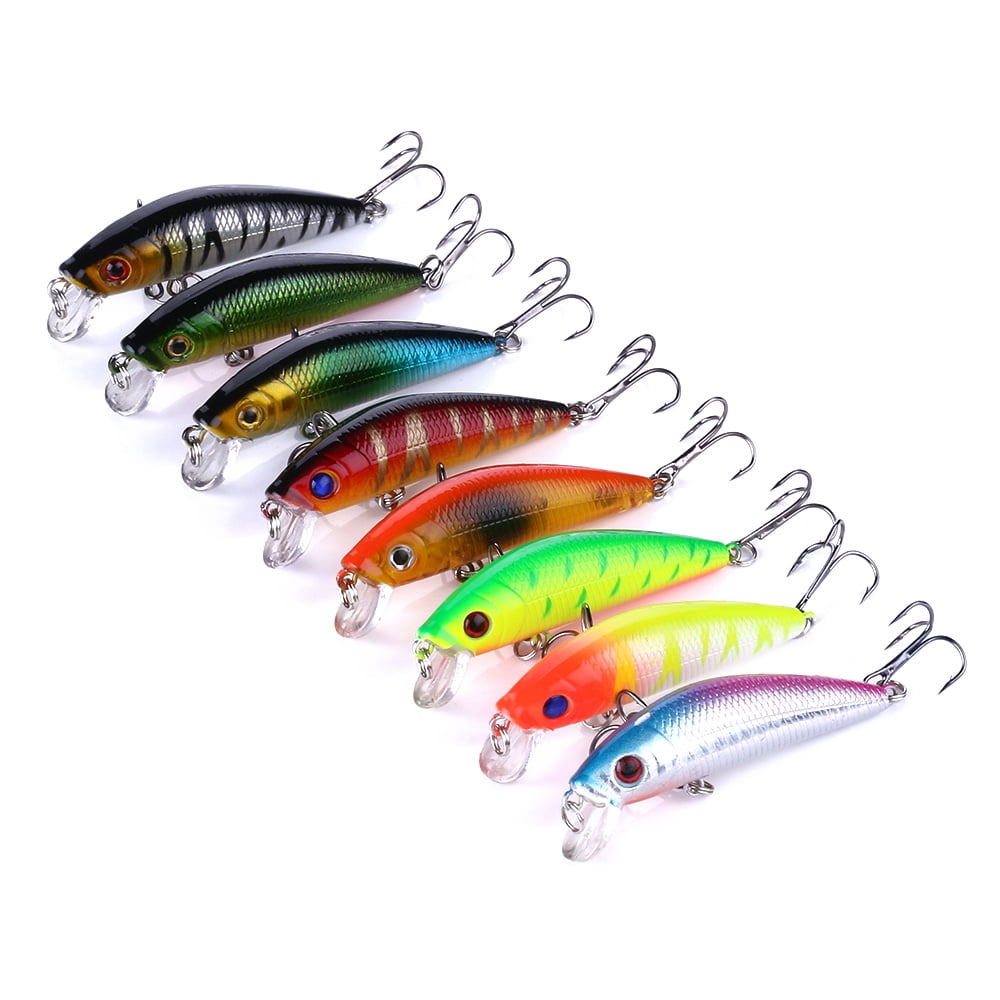 HENGJIA Minnow Fishing Lures Kit with Treble Hooks for Saltwater Freshwater, Lure kit for Trout Bass Salmon Fishing,8PCS