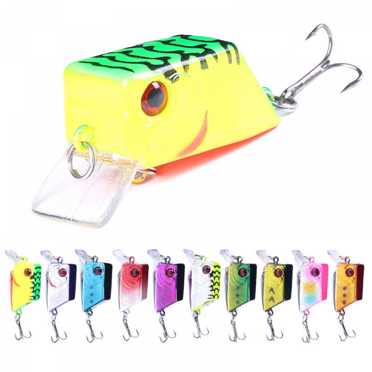 HENGJIA Square Bill Crankbaits for Bass, 10pcs Crank Baits Fishing lures, Topwater Fishing Hard Baits for Bass Trout Freshwater and Saltwater