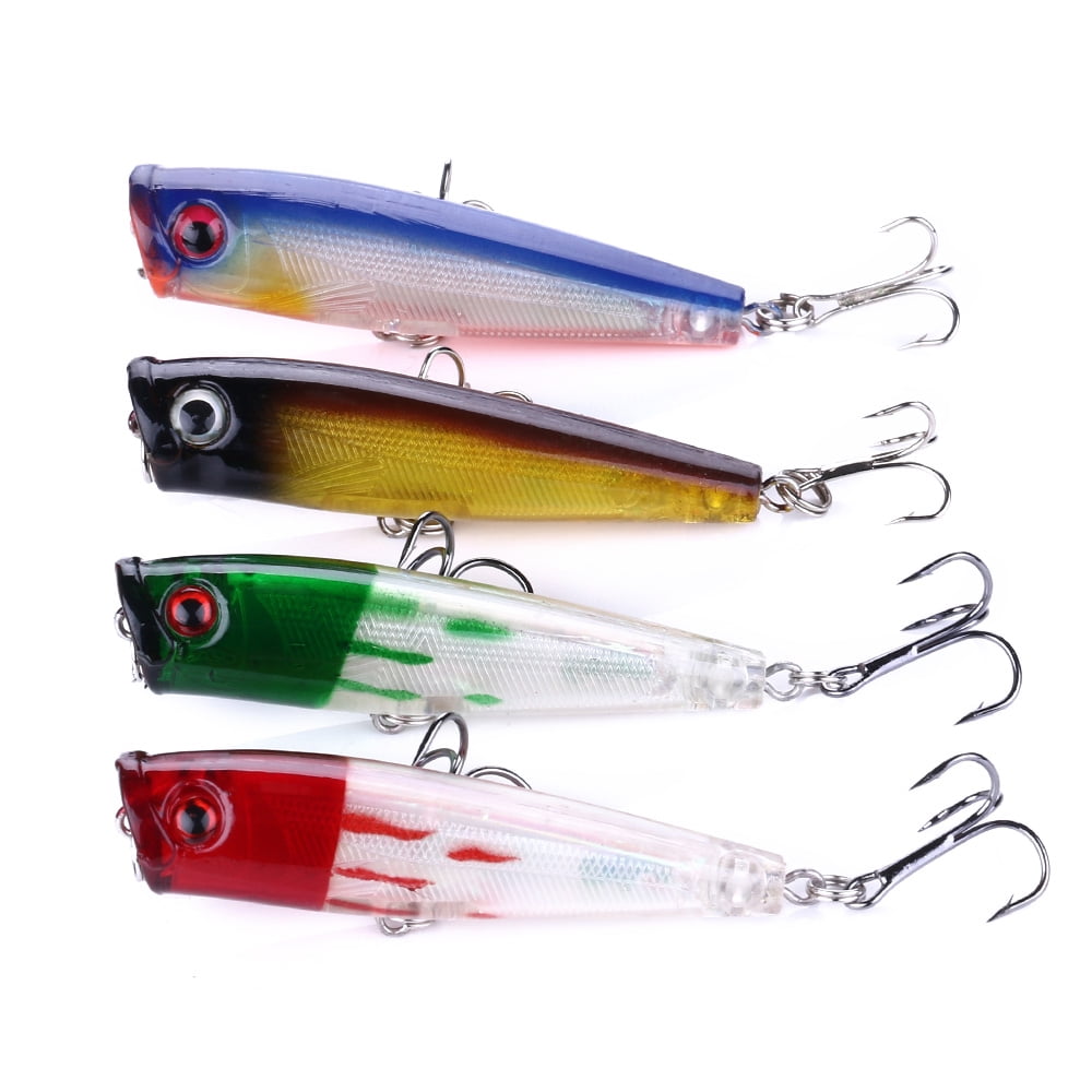 HENGJIA Top Water Popper Fishing Lures Saltwater, 6 Pack Pencil Popper Lures Artificial Hard Baits for Bass, Trout, Walleye Fishing Lure