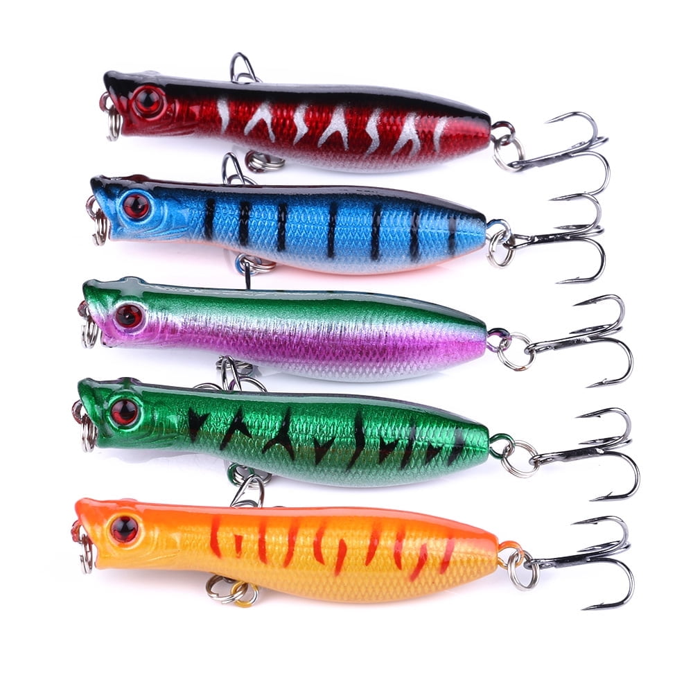 HENGJIA Top Water Popper Fishing Lures Saltwater, Pack of 5 Poppers Lures Artificial Hard Baits for Bass, Redfish, Trout, Walleye