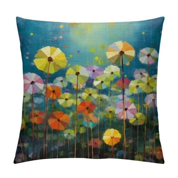 HENGT Abstract Floral Watercolor Painting Throw Pillow Cover Colorful Spring Petal Flowers Farmhouse Cushion Case for Sofa Couch