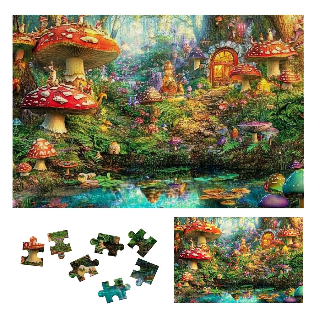 Buffalo Games Puzzle „Merry Mushroom Village Picnic“ – 2000 Teile, 97,8x67,3 Cm, Von Aimee Stewart