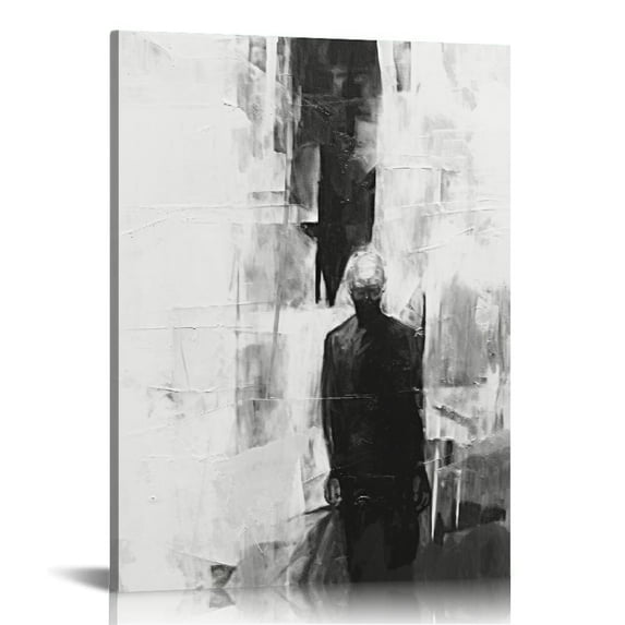 HENGT Black Abstract Color Block Canvas Prints Wall Art for Bedroom Decor White Gray Modern Ink Pictures Living Room Dining Room Office Poster Home Decoration Artwork Paintings