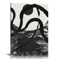 thumbnail image 1 of HENGT Black and White Boho Abstract Wall Art Stretched and Framed Canvas Painting Black Fluid Ink Geometry Black Line Wall Art for Living Room Office Bathroom Bedroom Wall Decor, 1 of 5