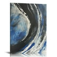 thumbnail image 1 of HENGT  Blue Abstract Canvas Wall Art: Sea Wave Painting Textured Picture for Living Room Decor, Black Grey Modern Print Minimalist Artwork Framed Poster Home Decoration, 1 of 5