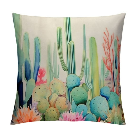 HENGT Cactus Throw Pillow Covers Tropical Desert Succulent Plants Pillowcases Decorative Square Cushion Cover for Home Sofa Live Room (Desert Succulent)
