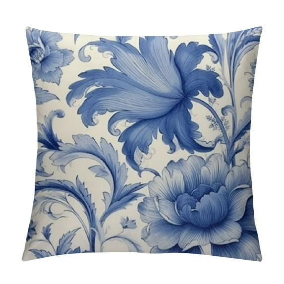 HENGT  Chinoiserie Pillow Covers Set of  Vintage Floral Cushion Cover Blue Indigo and White Asian Pillow Case Accent Toss Pillowcase Rustic Decor for Couch Sofa Bed Car