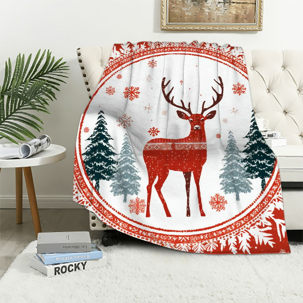 2025 Get Merry - Christmas Throw Blanket With Sherpa Lining