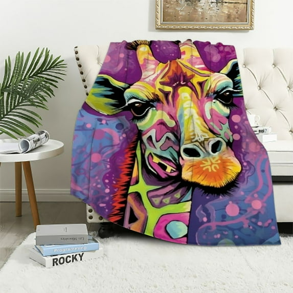 HENGT Colorful Giraffe Blanket for Bed Dean Russo Giraffe Throw Blanket for Women, Men and Kids Super Soft Plush Giraffe Blanket Throw Plush Blanket for Giraffe Lovers