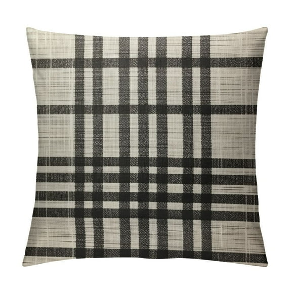 HENGT Decorative Throw Pillow Cover Farmhouse Brown Border Plaid Check Pattern Black Beige Beauty Abstract Tan Checkered Chequer Classic Digital Square Pillowcase for Couch Bed