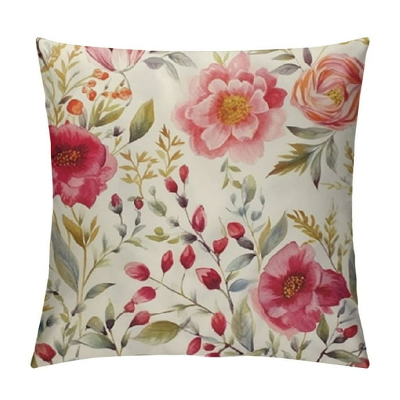 HENGT Decorative Throw Pillow Covers Vintage Floral, Romantic Blossom Rose Flowers Farmhouse Pillowcases Accent Pillow Cushion Cover for Couch Sofa Bed Office Armchair