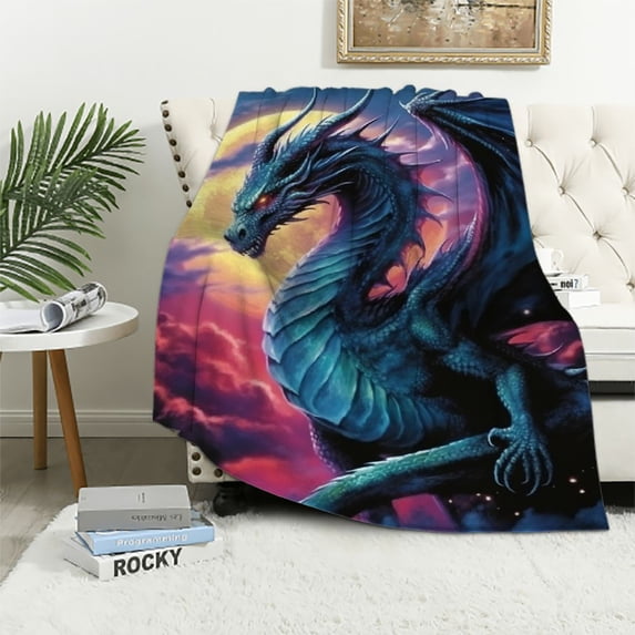 HENGT Dragon Throw Blanket Soft Cozy Flannel Dragon Throw Blanket Gift for Girls Funny Dragon Throw Blanket for Couch Bed Dorm