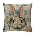 thumbnail image 1 of HENGT  Easter Decorative Cozy Soft Luxury Throw Pillowcase Covers Cute Rabbit Plants Roses Flowers Wreath Orange Buffalo Plaid Square Zipper Cushion Case for Couch Auto Bedroom, 1 of 5