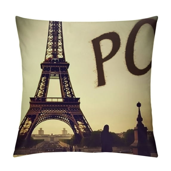 HENGT Eiffel Tower Love Paris Throw Pillow Case Home Decorative Cushion Cover for Sofa Couch Bedding