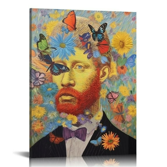 HENGT Framed Wall Art Van Gogh Print Wall Decor Colorful Flowers Pictures on Canvas Poster Modern Floral Giclee Canvas Prints Artwork - Abstract Art Room Decor 16x20 inch